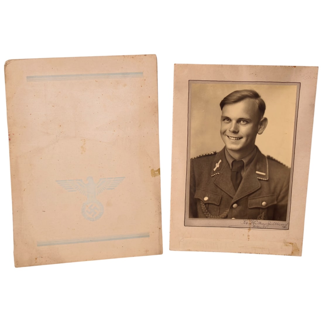 German WWII Studio Portrait of Ferndenhalle Soldier (1 of 3)