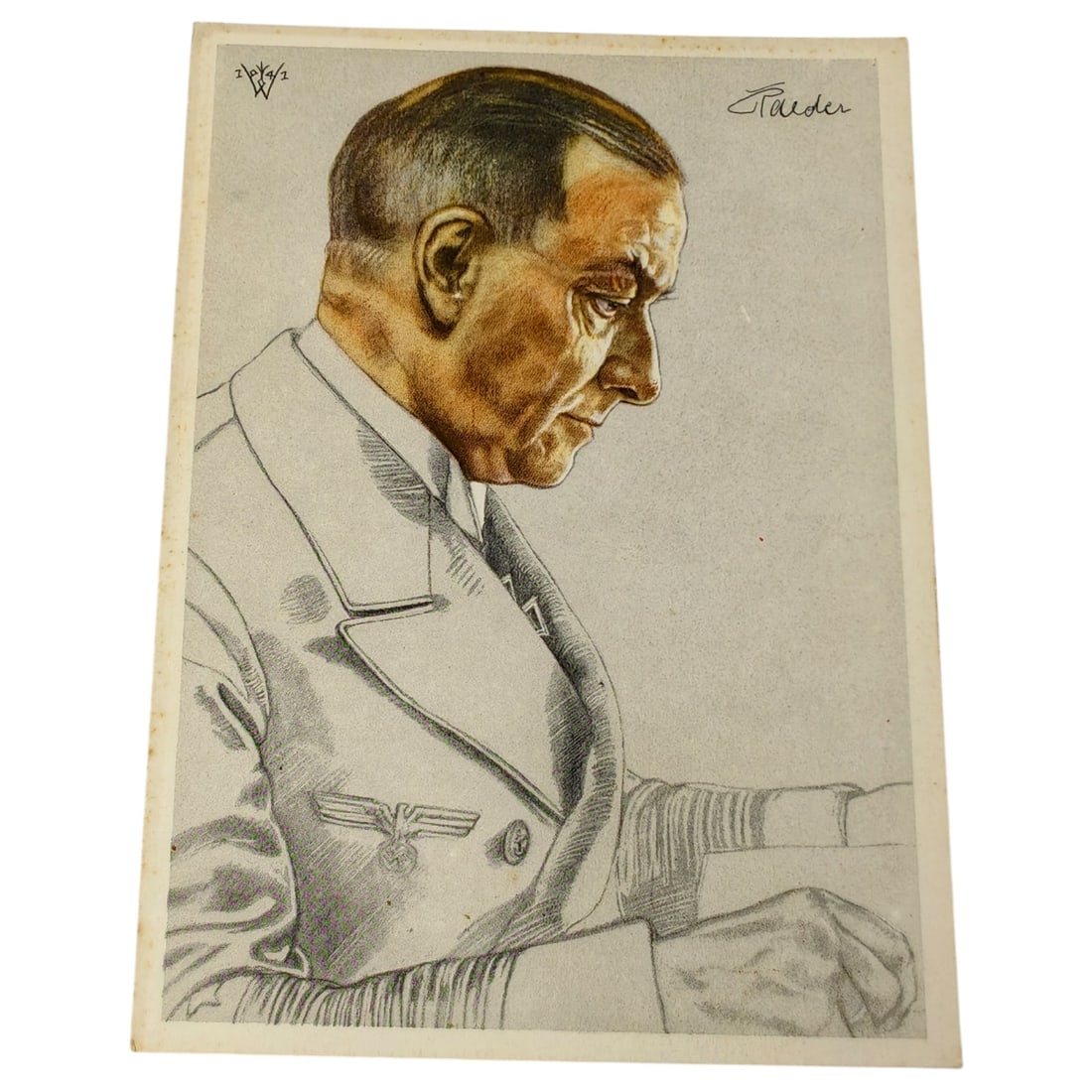 German WWII Propaganda Postcard - Großadmiral Erich Raeder Portrait by W. Willrich (1 of 2)