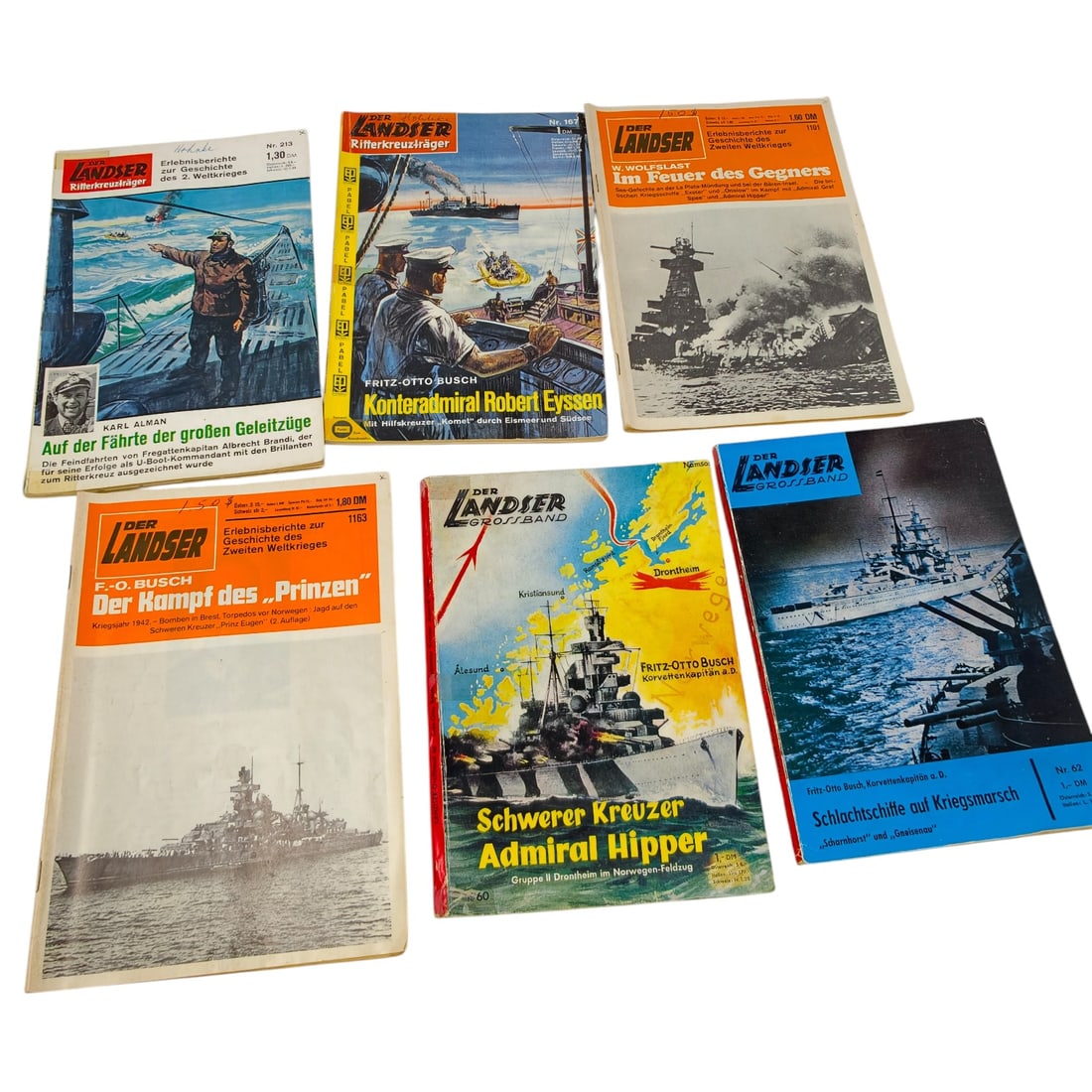 Set of "Der Landser" German Post-War Military Fiction Booklets, Kriegsmarine Themes: A set of "Der Landser" pulp booklets (Pabel-Moewig Verlag), a German-language series of illustrated wartime adventure and history stories published in the postwar decades, largely covering Kriegsmarin