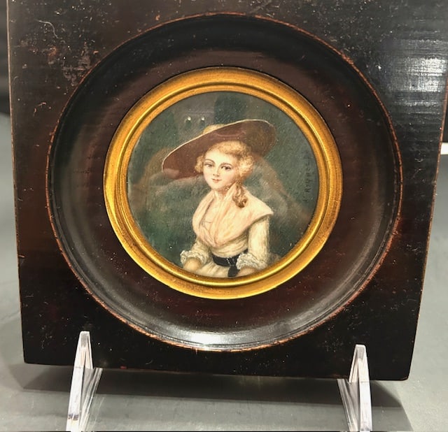 French Minaiture Portrait of a Woman in a Hat (1 of 4)