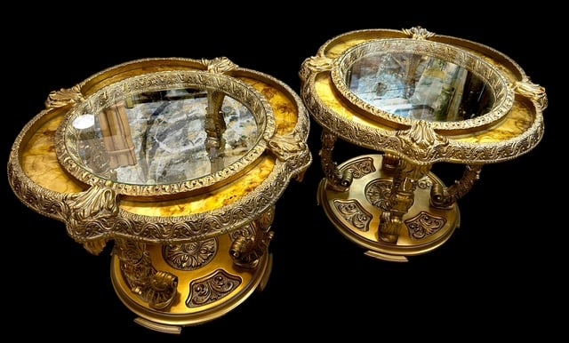 Pair Rare Hollywood Regency Cocktail Tables (1 of 6)