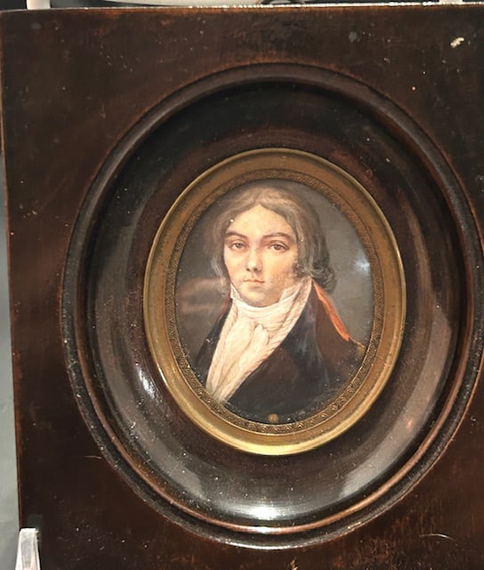 French Minaiture Portrait of a Well Dressed Man in small wood frame (1 of 6)