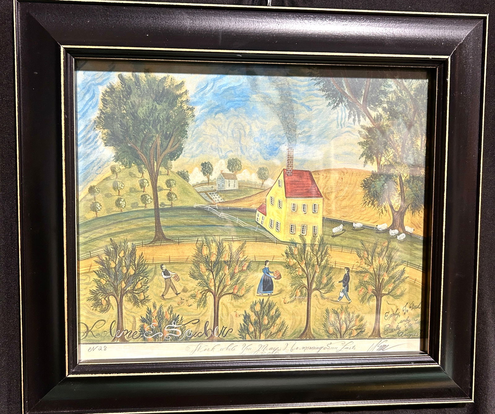 Kolene Spicher Signed Framed Folk Art Print - Farming (1 of 6)