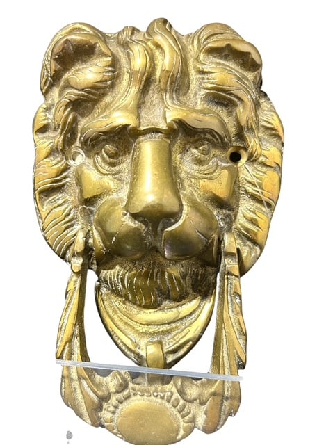 Brass Lions Head Door Knocker w/ Mounting Hardware (1 of 7)