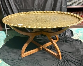 Vintage Moroccan Spider Leg Brass Tray Table (1 of 5)