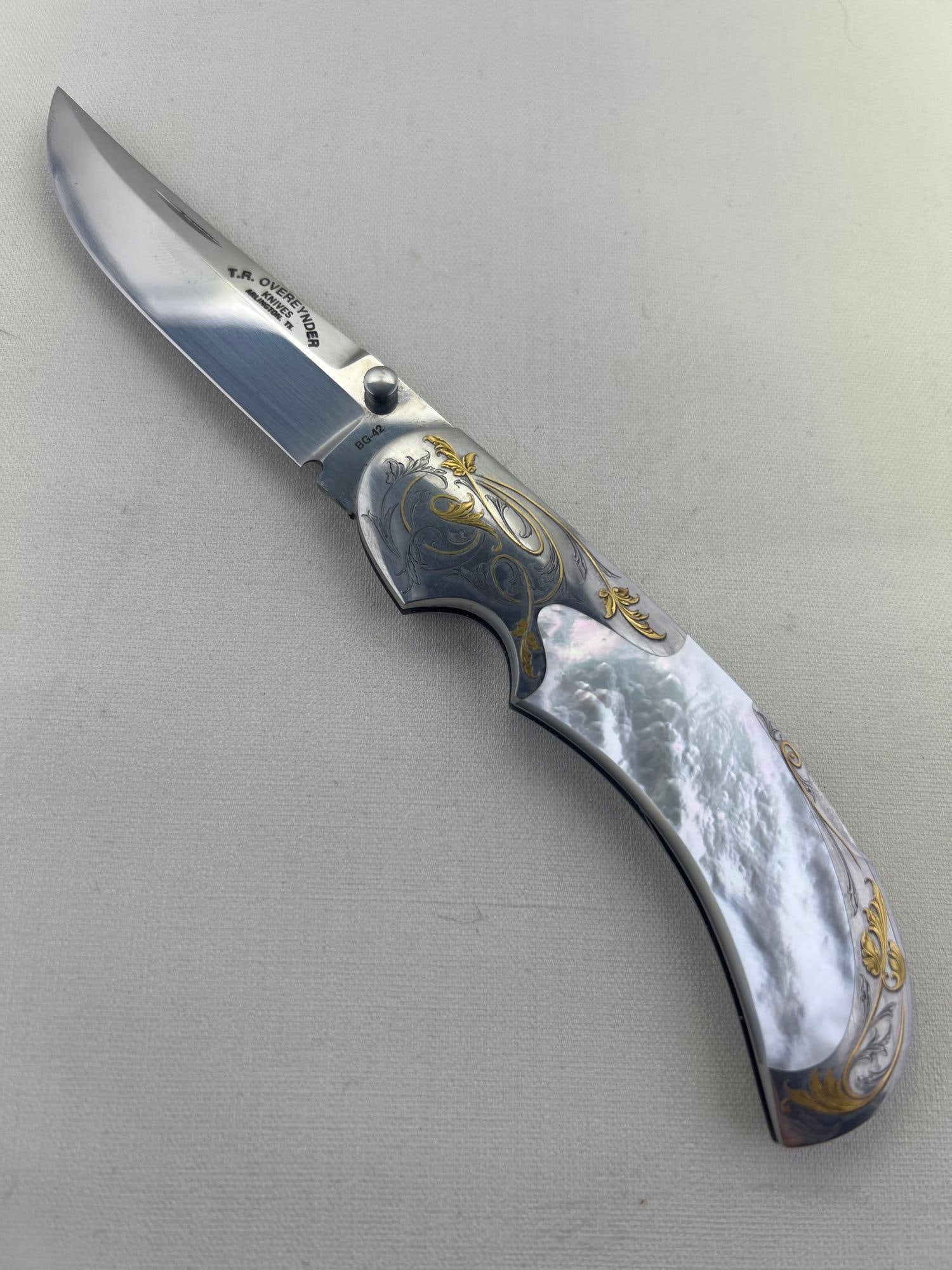 Made by Tommy Overeynder: Blade Length: 3 1/16 inches Frame Length: 4 inches Blade Steel: BG-42