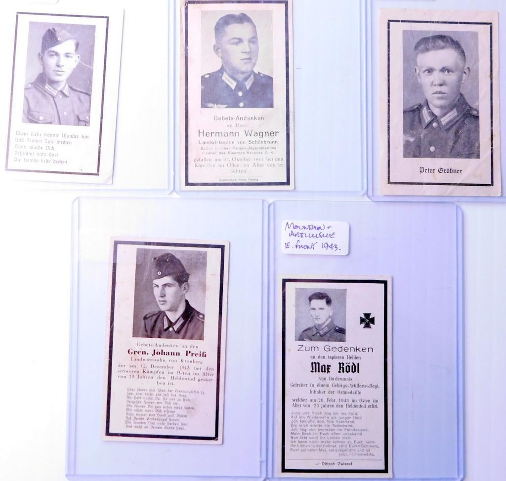 German WWII Military Soldier Death Cards, Five (5) (1 of 11)