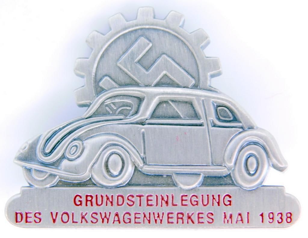 German WWII 1938 Volkswagen VW Ground Breaking Plant Works Badge (1 of 3)