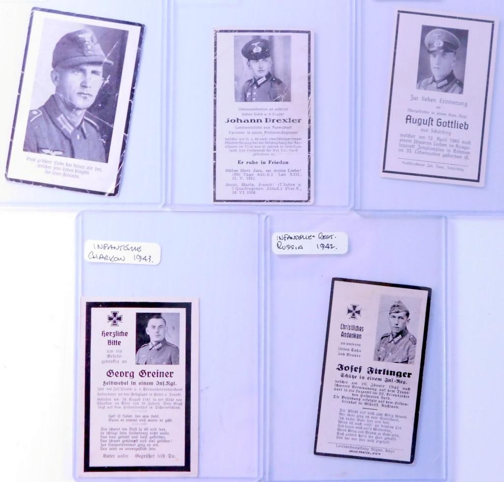 German WWII Military Soldier Death Cards, Five (5) (1 of 12)