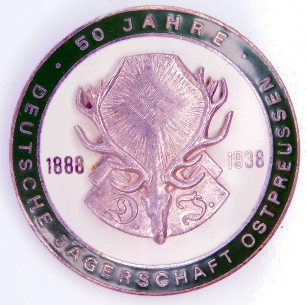 German WWII 50 Year 1888 - 1938 Hunting Deutsche Jagerschaft DJ Badge (1 of 3)