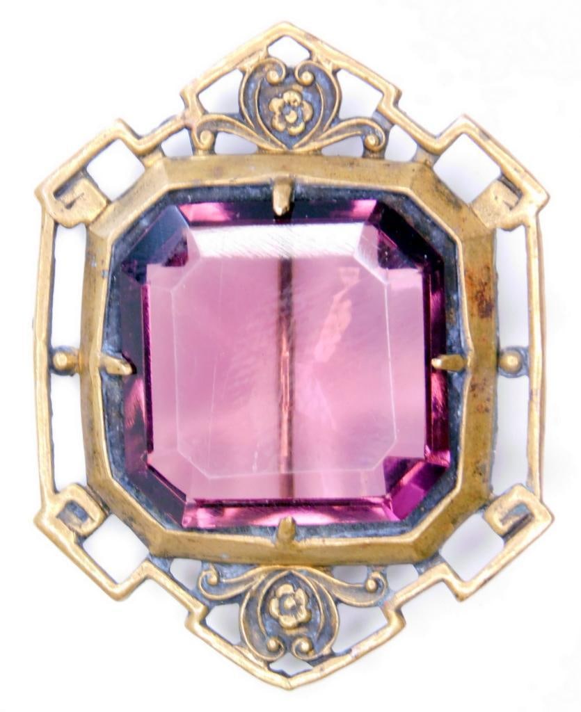 Large Pink Stone Ladies Brooch (1 of 5)