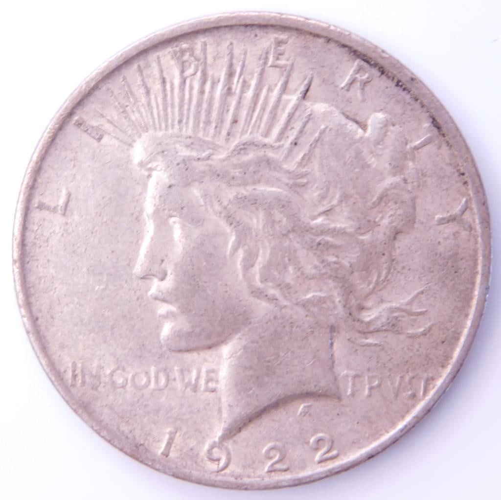 Silver Peace Dollar Coin, 1922 (1 of 2)