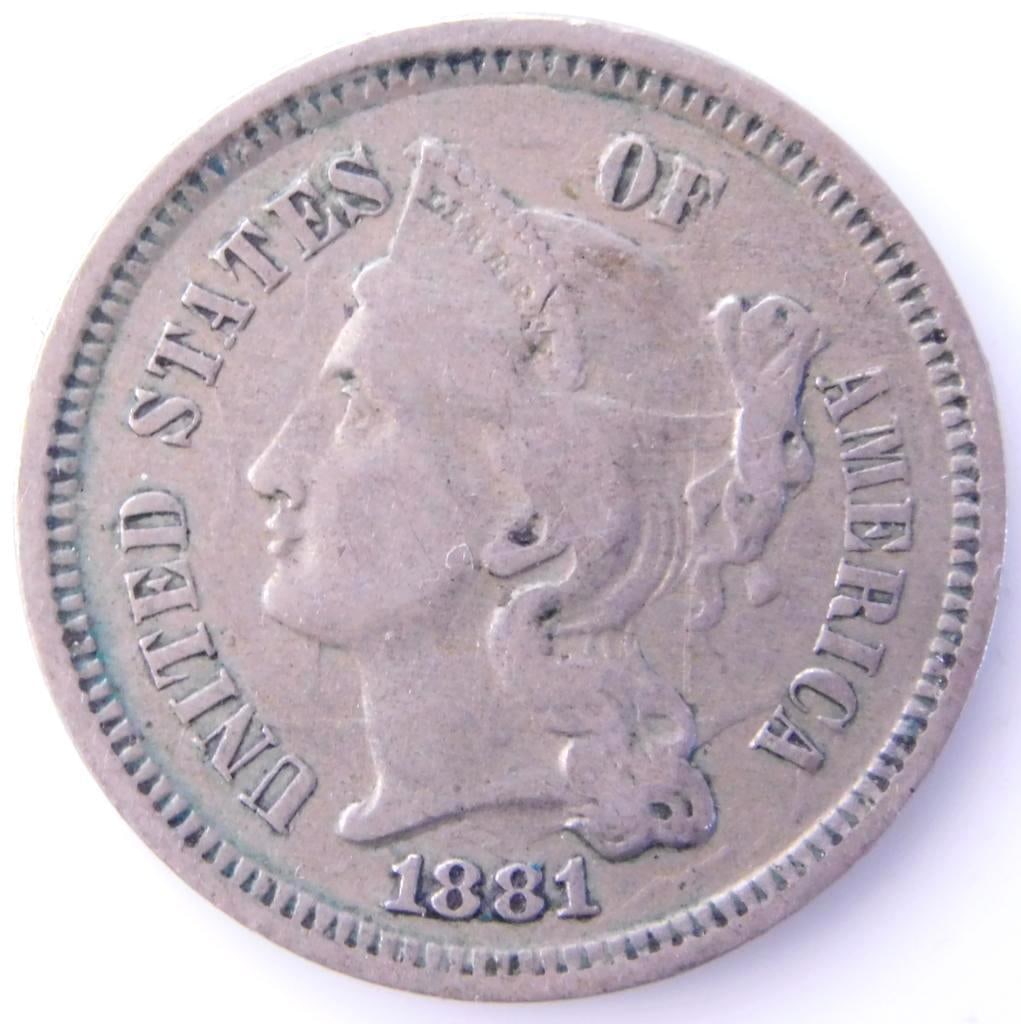 U.S. Three Cent Coin, 1881 (1 of 2)