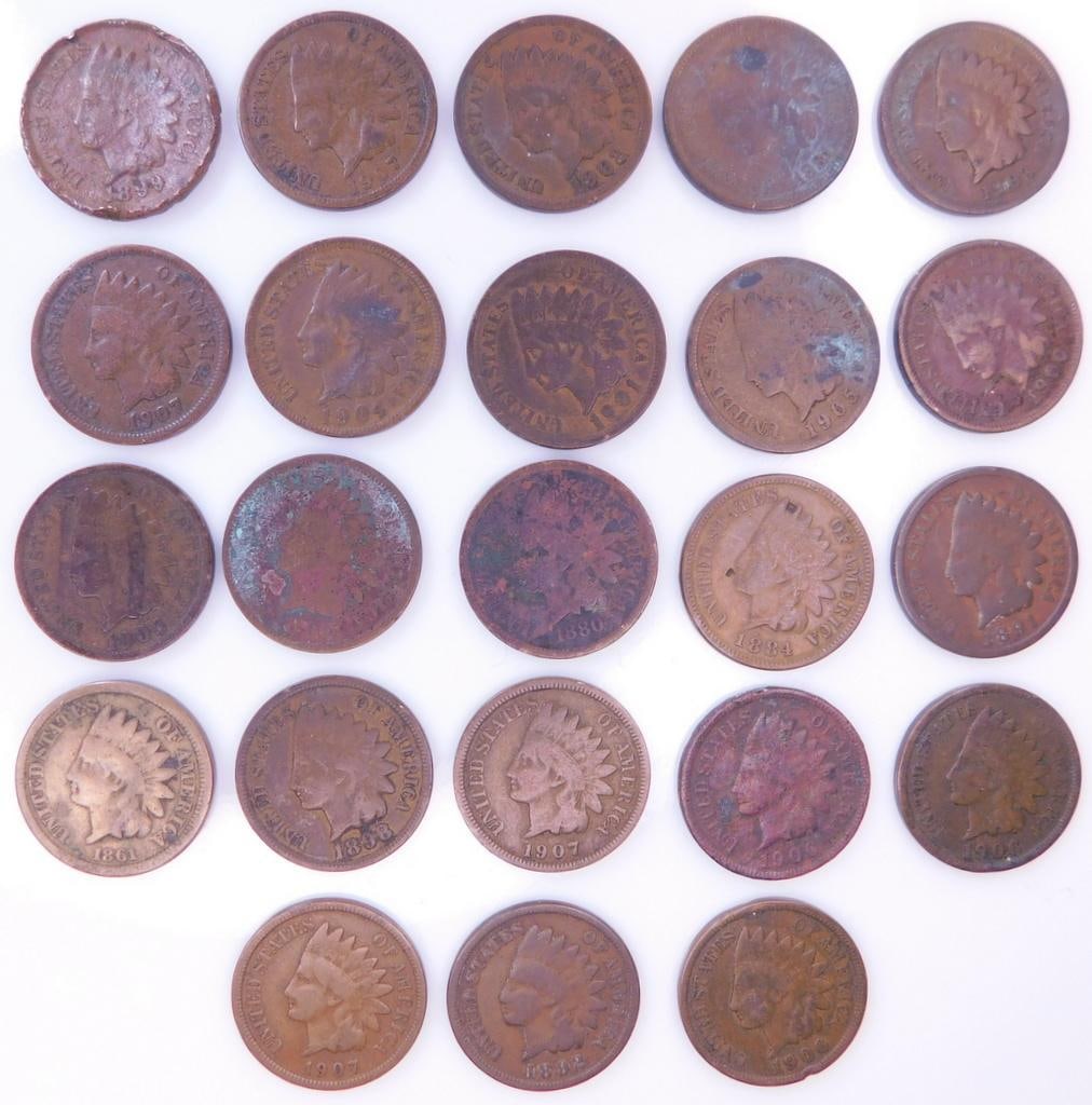 Grouping of Indian Head Pennies Including 1961 Key Date, (23) (1 of 18)