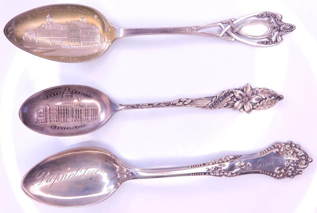 Sterling Silver Souvenir Spoons, (3) (1 of 9)