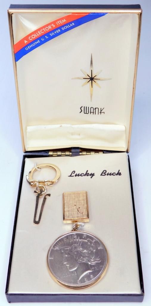 Swank Lucky Buck Silver Peace Dollar Keychain w/Case (1 of 8)