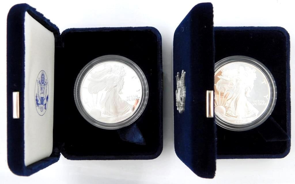 2003 W and 2006 W Silver American Eagle One Dollar Coins, w/ Box (1 of 6)