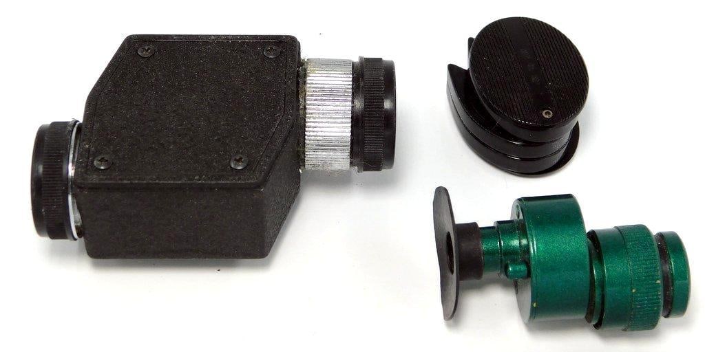 Grouping of Monocular and Magnifier: As found at estate - Larger black piece is a Compact Monocular, no name on it - The small green piece may be an ATN 8x Golden Eye Monocular although not marked - Smaller black one is a multi-lens magn