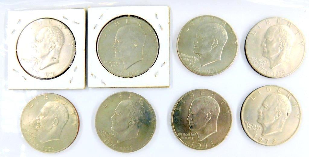 Eisenhower One Dollar Coins, (8) (1 of 6)