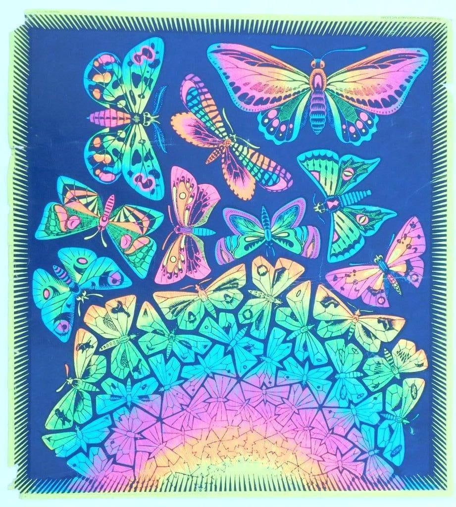 Vintage 1970's Butterflies Blacklight Poster By M.C. Escher (1 of 8)