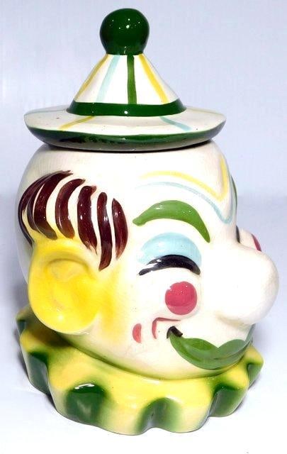 Vintage 1950's Sierra Vista Ceramic Clown Cookie Jar, California Pottery (1 of 14)