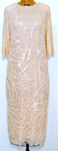 Vintage Megan Barrett Sequin Beaded Silk Evening Gown, Made in India (1 of 18)
