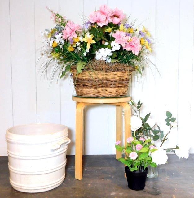 Stoneware Crock, Plant Stand, and Faux Floral Decorative Collection (1 of 7)
