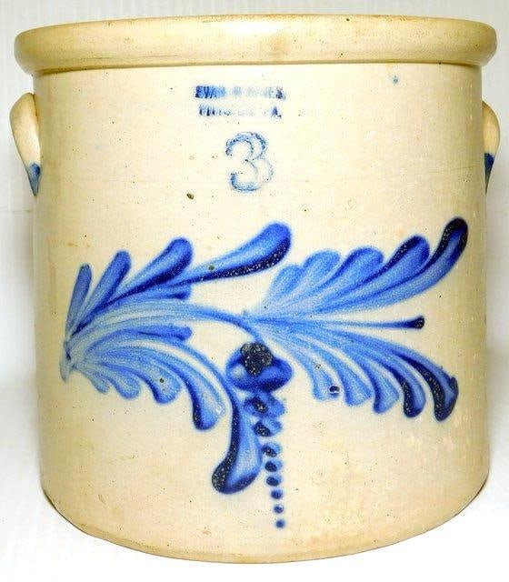 Evan R. Jones Pittston PA 3-Gallon Floral Decorated Crock, c. 1880 (1 of 11)