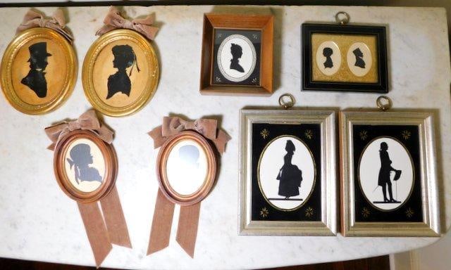 Antique Silhouette Portraits in Wood Frames Grouping, Eight (8) (1 of 10)