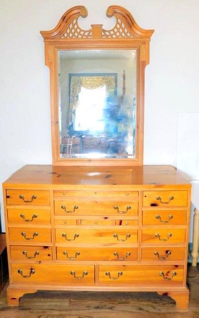 Large Dresser with Mirror: Shows very well Ready to enjoy and use Very good condition Includes key Dovetail jointed drawers Measures 51 inches W x 36 T x 20-1/4 D Mirror measures 51 inches T (total height 87 inches) Second floo