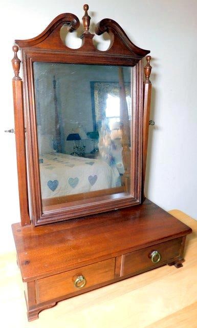 Dresser-top Shaving Mirror w/ Two Drawers (1 of 9)