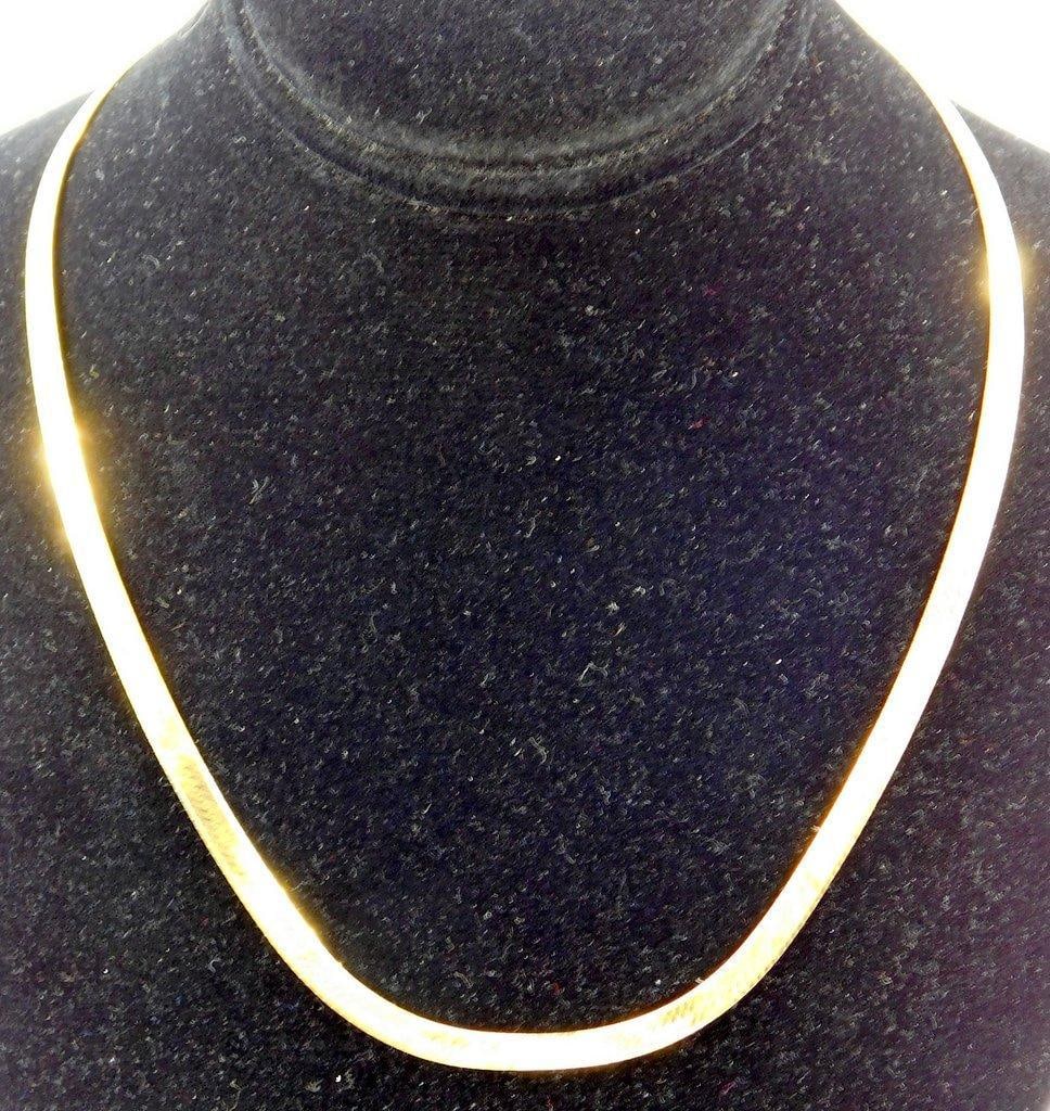 14K Gold Italy-Marked 18-Inch Herringbone Necklace (1 of 8)