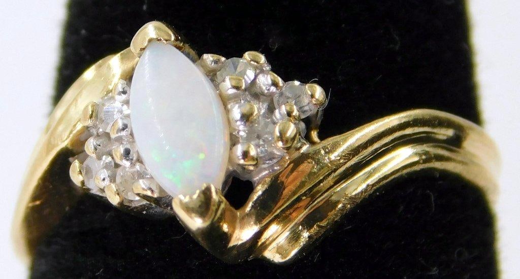 14K Yellow Gold Ring w/ Opal and Diamond Accents (1 of 5)