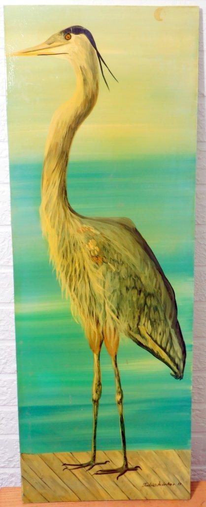 Original Painting of a Standing Heron on Wood Panel (1 of 9)