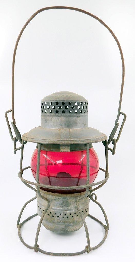 Metal Railroad Lantern with Red Glass Globe (1 of 8)