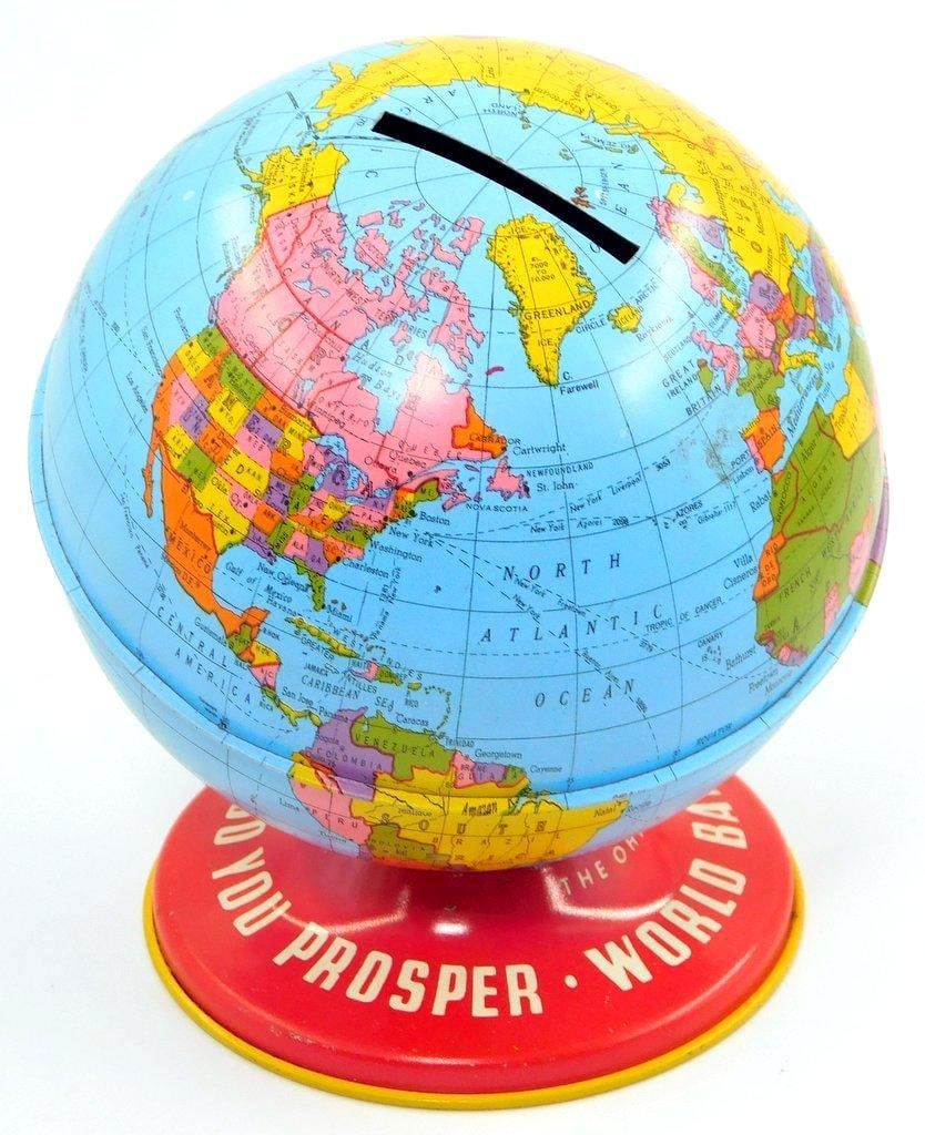 Vintage World Globe Metal Coin Bank (1 of 6)