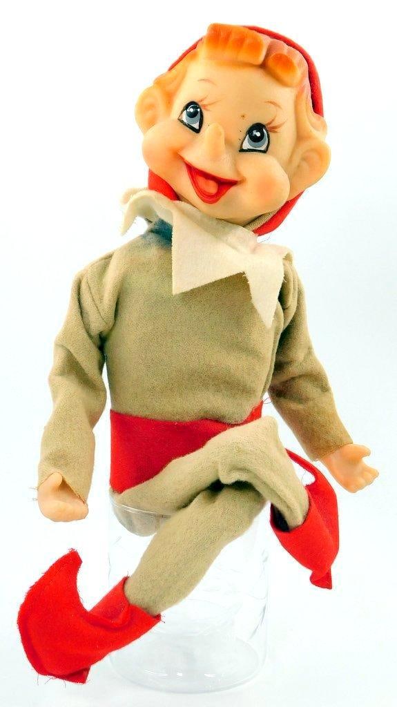Vintage Knee Hugger Felt Christmas Elf Ornament Wind Up Toy (1 of 9)
