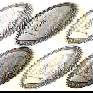 German WWII Chancellor Paul von Hindenburg 5 Mark Silver Coins, Four (4): Excellent condition. Die-struck construction Front reads Paul von Hindenburg 1847 1934 Shows a bust profile image in the center Reverse shows a German eagle clutching a swastika in his talons in