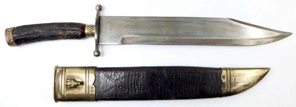Scarce US Civil War Union Army Combat Bowie Knife and Scabbard (1 of 20)