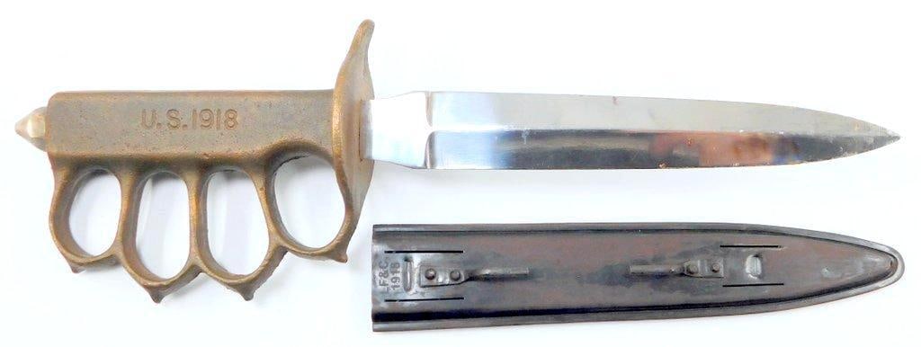 US WWI 1918 Combat Trench Knife and Scabbard (1 of 12)