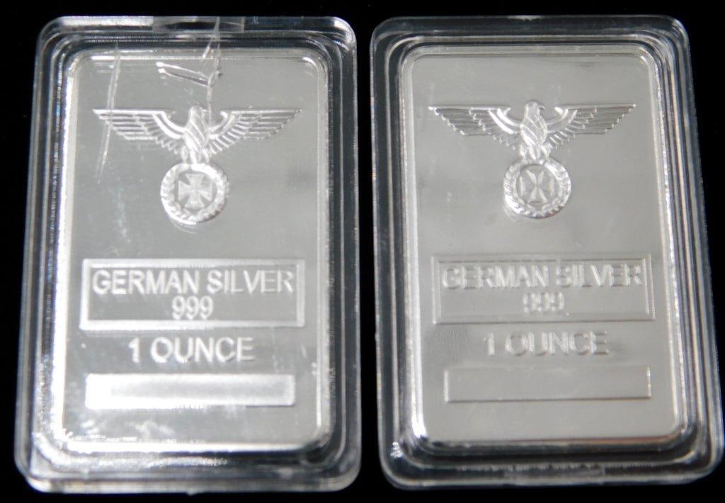 German WWII Style Silver Eagle 999 1 Ounce Bars (not silver) (1 of 2)