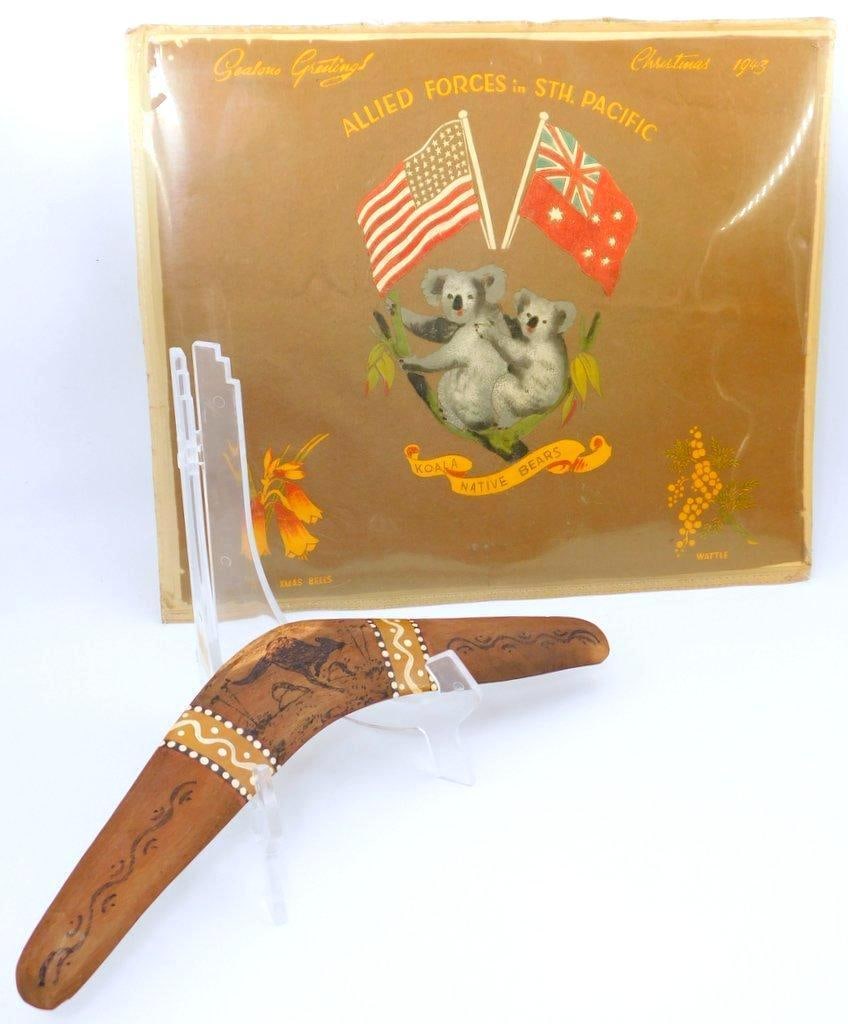 Allied Forces 5th Pacific WWII Christmas Card and Handcrafted Boomerang (1 of 19)