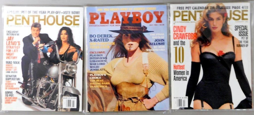 Set of 3 Vintage Men's Magazines: Penthouse June 1993, Playboy July 1984, Penthouse February 1993 (1 of 4)