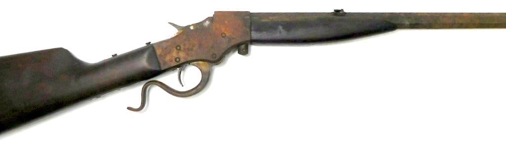 Stevens Model 25 Single Shot Rifle w/ .22 Short and .22 Long Octagon Barrels: True estate find, been hidden away for decades This is a collectible rifle, get it here Includes two octagon barrels, .22 short, and .22 long Falling block, hammer, and trigger work great Metal has tu