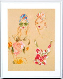 Dolce & Gabbana Florals Jeanette Getrost Signed, Numbered and Framed: Popular fashion artist Spring Florals Dolce and Gabbana Signed and numbered 4/50 in pencil From Absolut Art, in box Halbe aluminum frame, glass Beautiful look to this fashion art piece