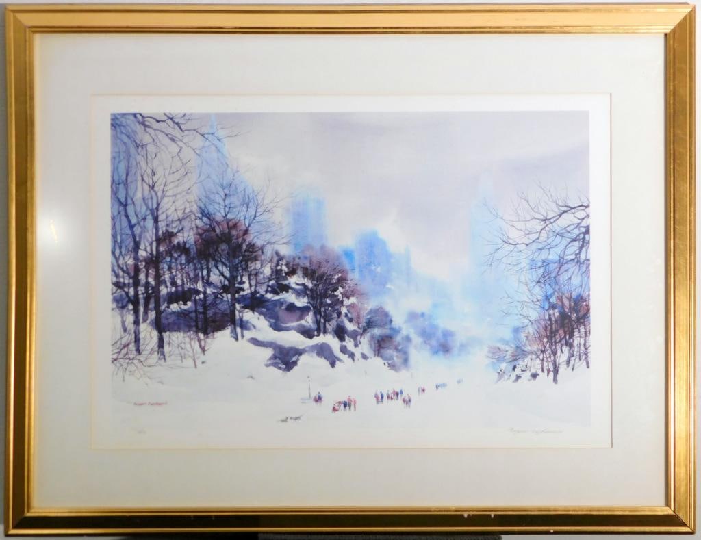 Bogomir Bogdanovic Signed Winter Landscape Print, Framed (1 of 10)