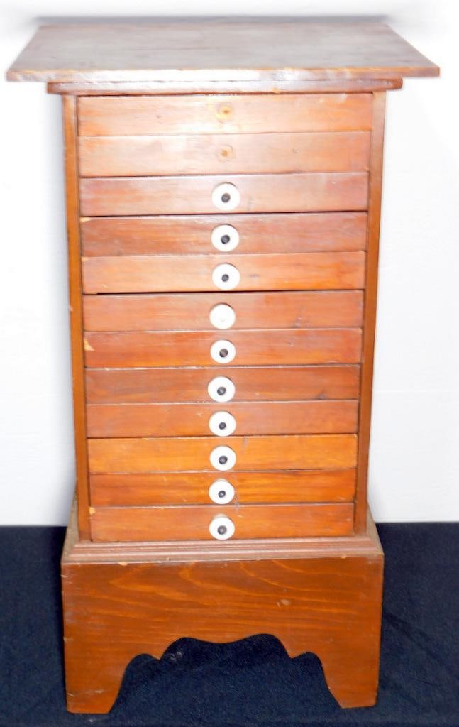 Small Wooden Cabinet w/ Nine Drawers and Porcelain Knobs (1 of 9)
