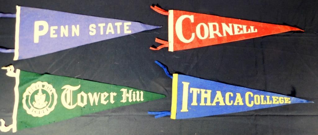 Older College Felt Pennants Featuring Penn State, Cornell, Tower Hill, and Ithaca College, (4) (1 of 7)