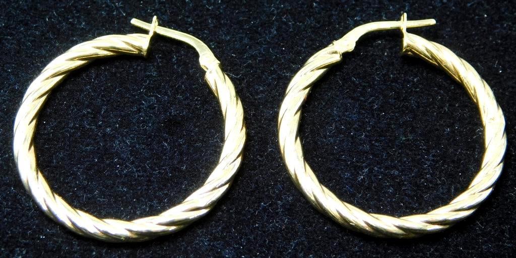 14K Gold Rope Hoop Earrings (1 of 5)