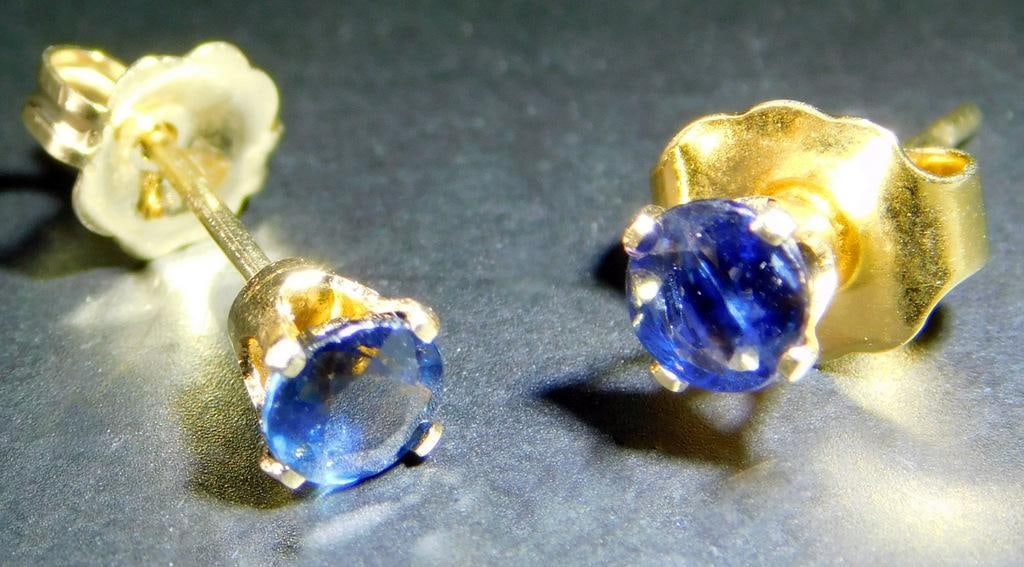 14K Gold Earrings with Blue Spinel Gemstones (1 of 4)